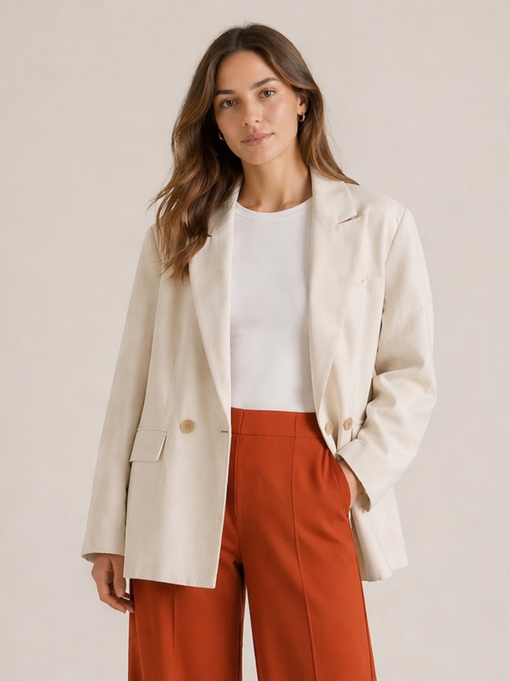 a new day Chic Cream Oversized Blazer